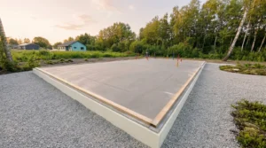 Elementmaja plaatvundament enne paigaldust – ehituse esimene etapp